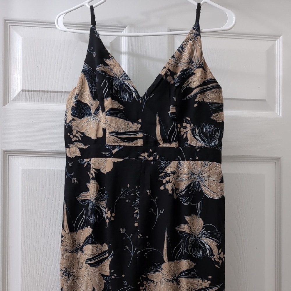 Floral Black and Tan Dress